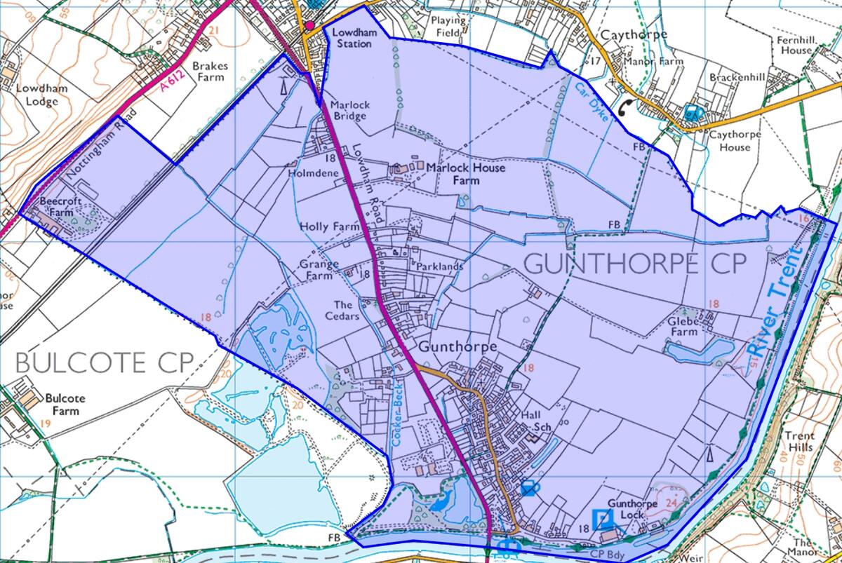 Gunthorpe Parish boundries