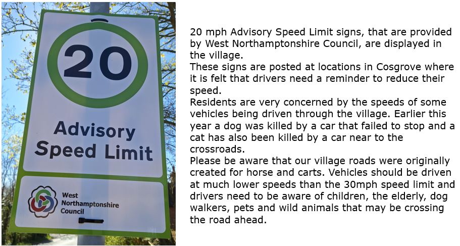 Cosgrove Parish Council Safety on Roads and Paths