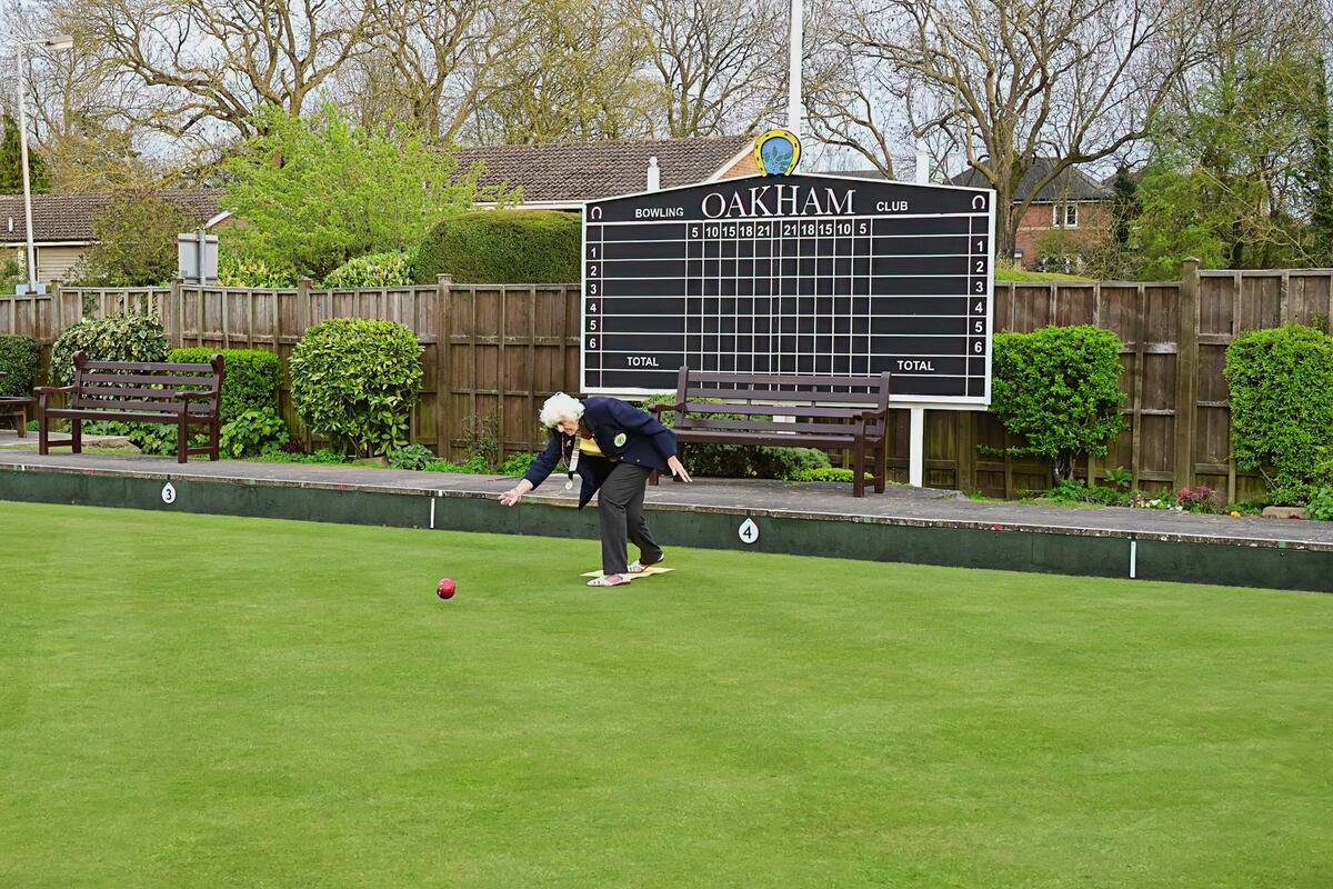 Sylvia's bowling the first wood of the new season