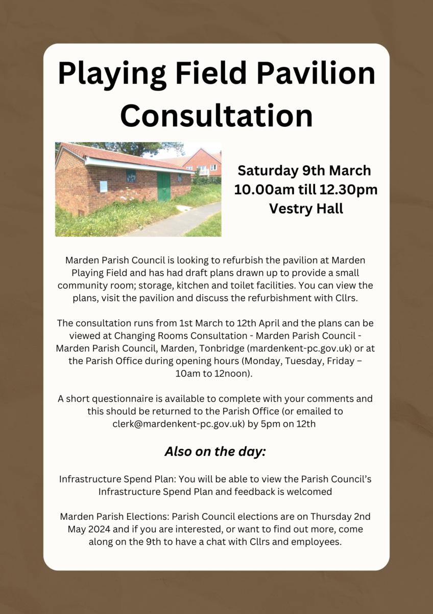 Marden Parish Council Changing Room proposal