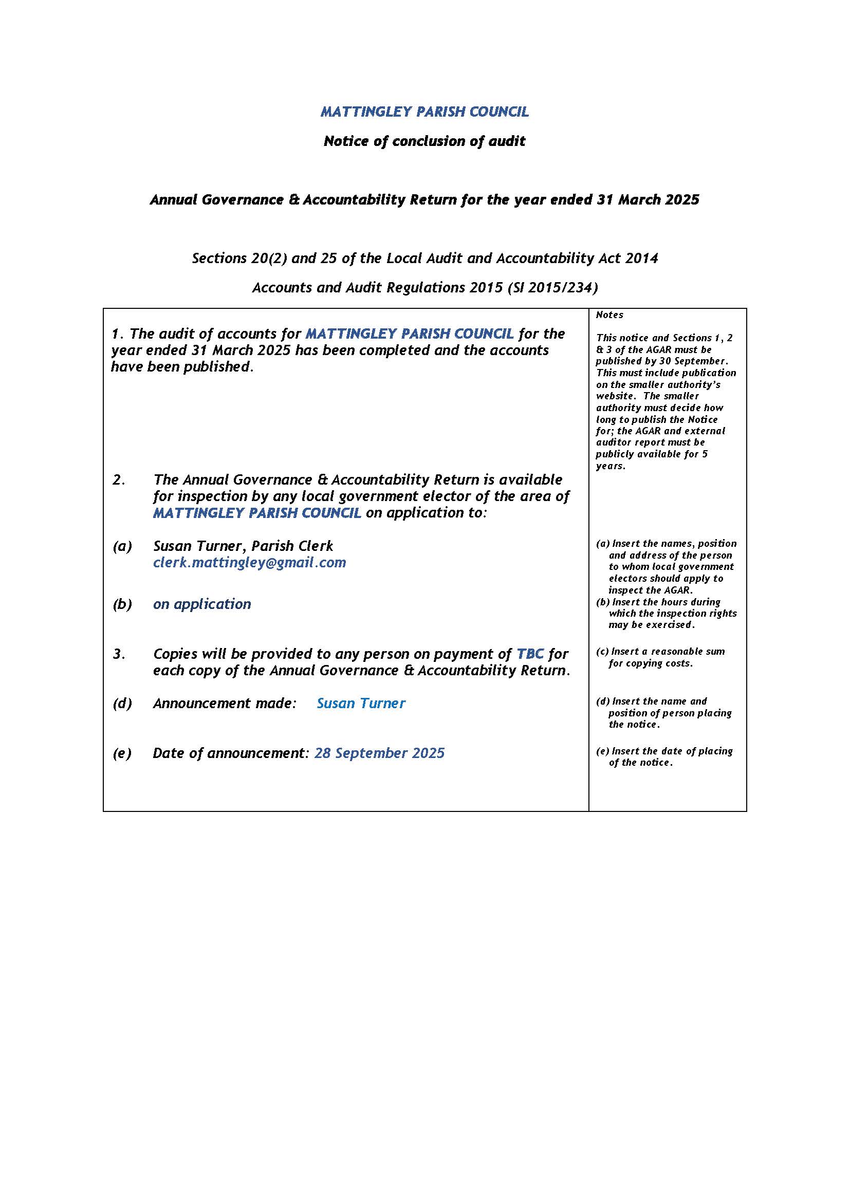 Mattingley Parish Council Finance