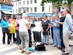 Busking at Leicester Street Choir 2016