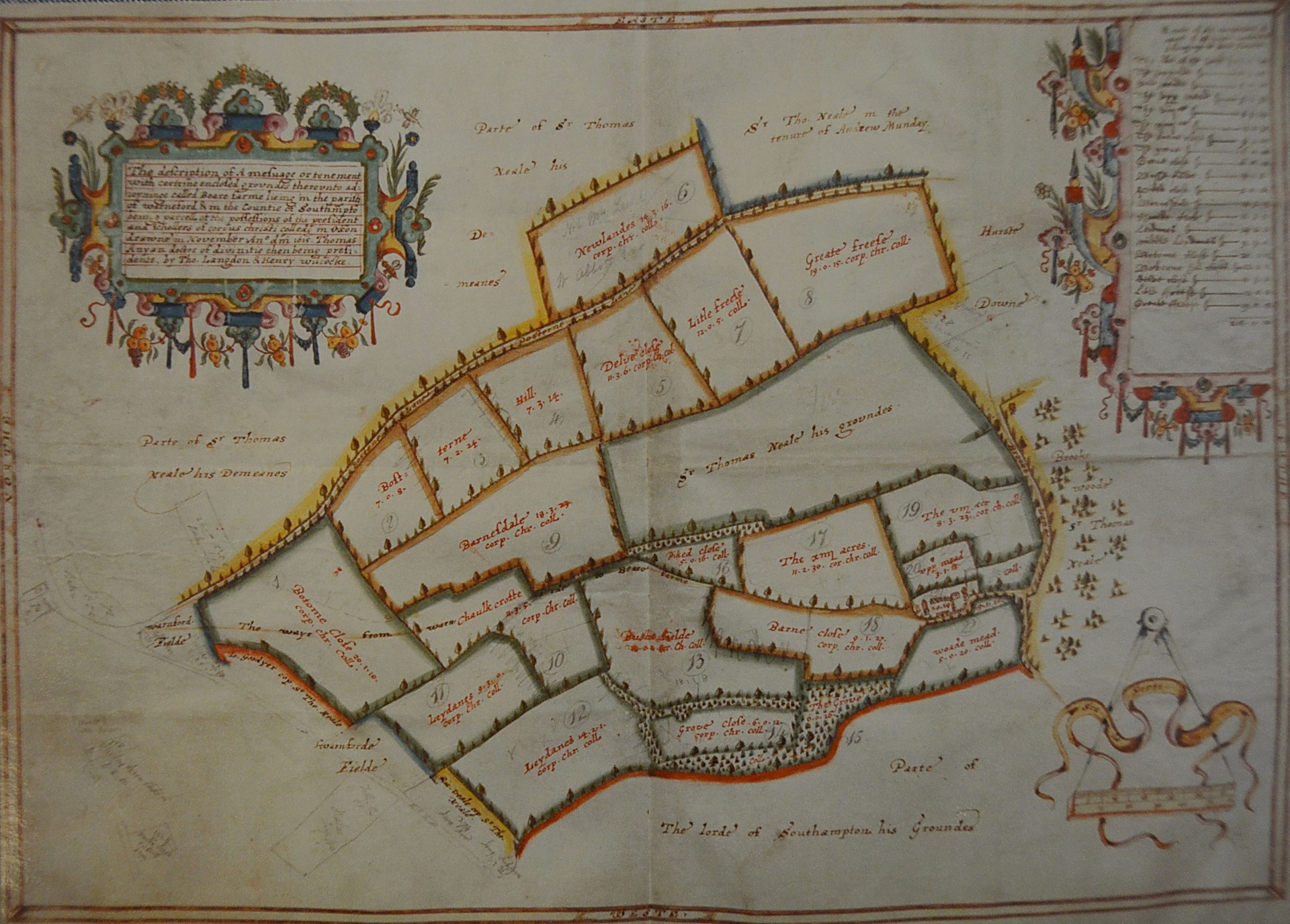 Langdon Map of Bere Farm from 1615