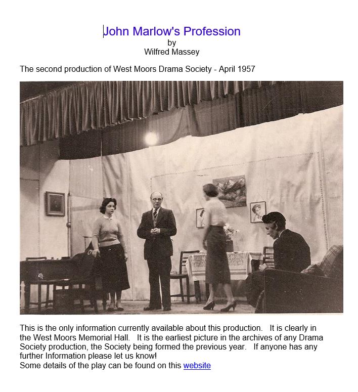 West Moors Drama Society John Marlow's Profession