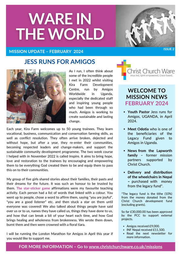 Christ Church Ware MISSION NEWSLETTERS