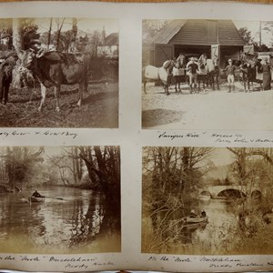 Rectory cow and cowboy / Juniper Hill Horses (o/c) Percy, John & Halter? / On the "Mole"  Mickleham, Freddy Harke / On the "Mole"  Mickleham, Freddy & Geraldine Harke