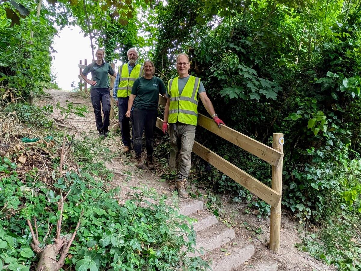 The Fab Four Building a New Hand Rail for Bury Hill Meadows Entrance The Fab Four Building a New Hand Rail for Bury Hill Meadows Entrance