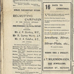 Notice in the Newark Advertiser Dec 9th 1914