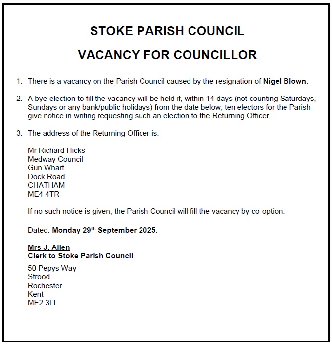 Stoke Parish Council (Kent) Vacancies