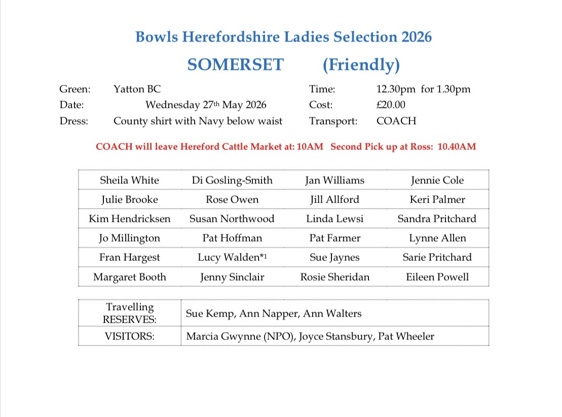 HEREFORDSHIRE LADIES v Somerset Away