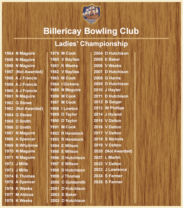 Billericay Bowling Club Ladies' Championship