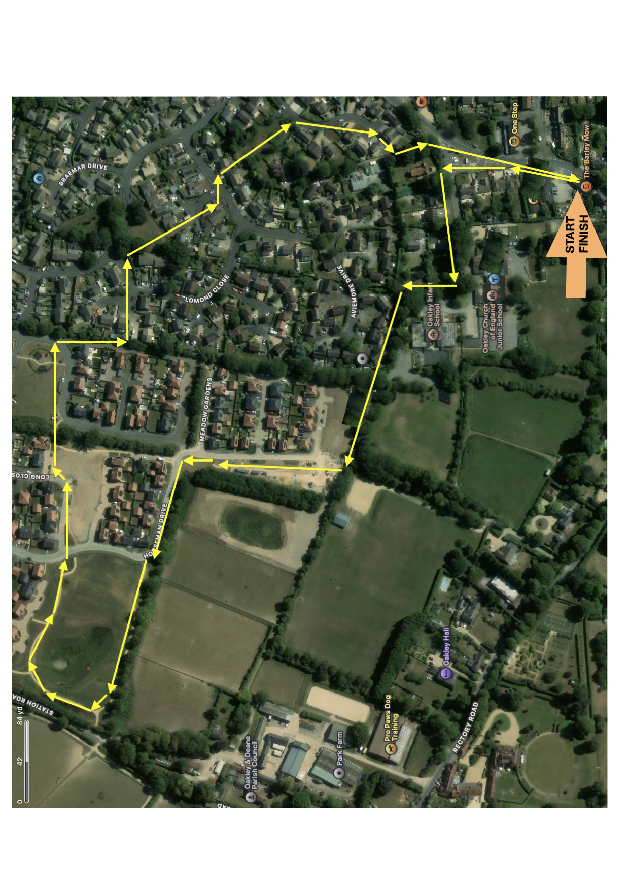 Route map for Oakley Egg Hunt 2026