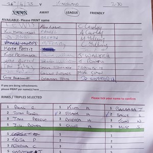 Weobley and District Bowling Club Team Selections
