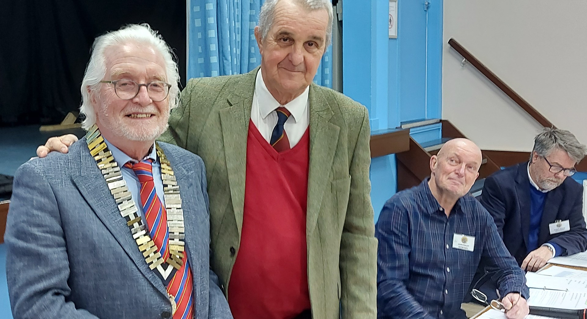 2026 Chairman Keith Underhill with installing Past Chairman John Pearce with Secretary John Polley and Treasurer Steve Shaw looking on