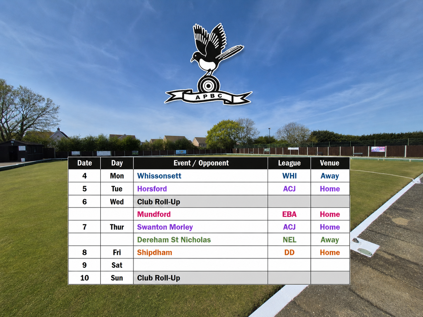 This week's fixtures