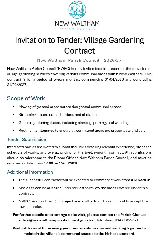 INVITATION TO TENDER - GARDENING CONTRACT