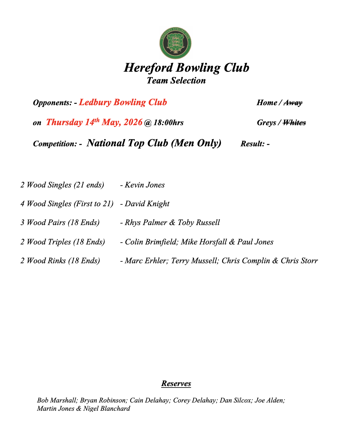 Hereford Bowling Club Ledbury - National Top Club - 14/05/26