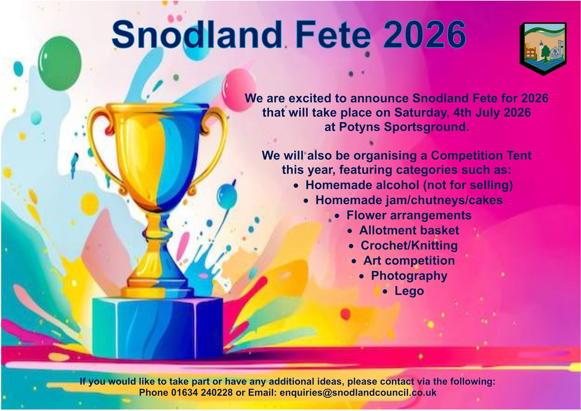 Snodland Fete Competition Tent - 4th July 2026