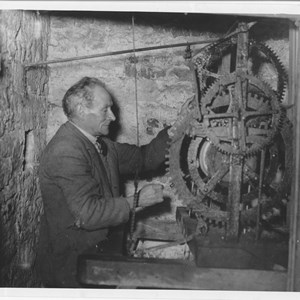Mr Sherry maintaining the church clock which was manufactures in 1593 which makes in one of the  oldest clocks in the country and what makes it quite unique is the fact that it does not have any dials on the outside of the tower.