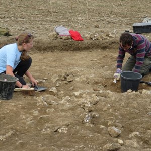 Steve and Abigail also in trench 4 working along the wall line opposite Tina.