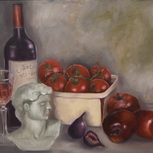 Still Life in Red, oil by Daniela Sommer-Owsianny