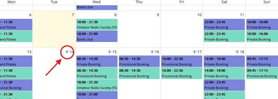Example scheduler page
