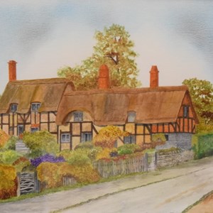Anne Hathaways Cottage, watercolour by A E Morgan