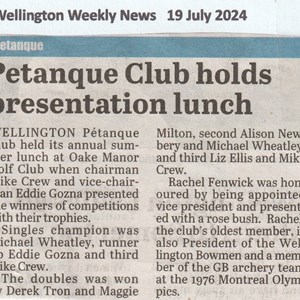 Wellington Pétanque Club Press Cuttings 2024