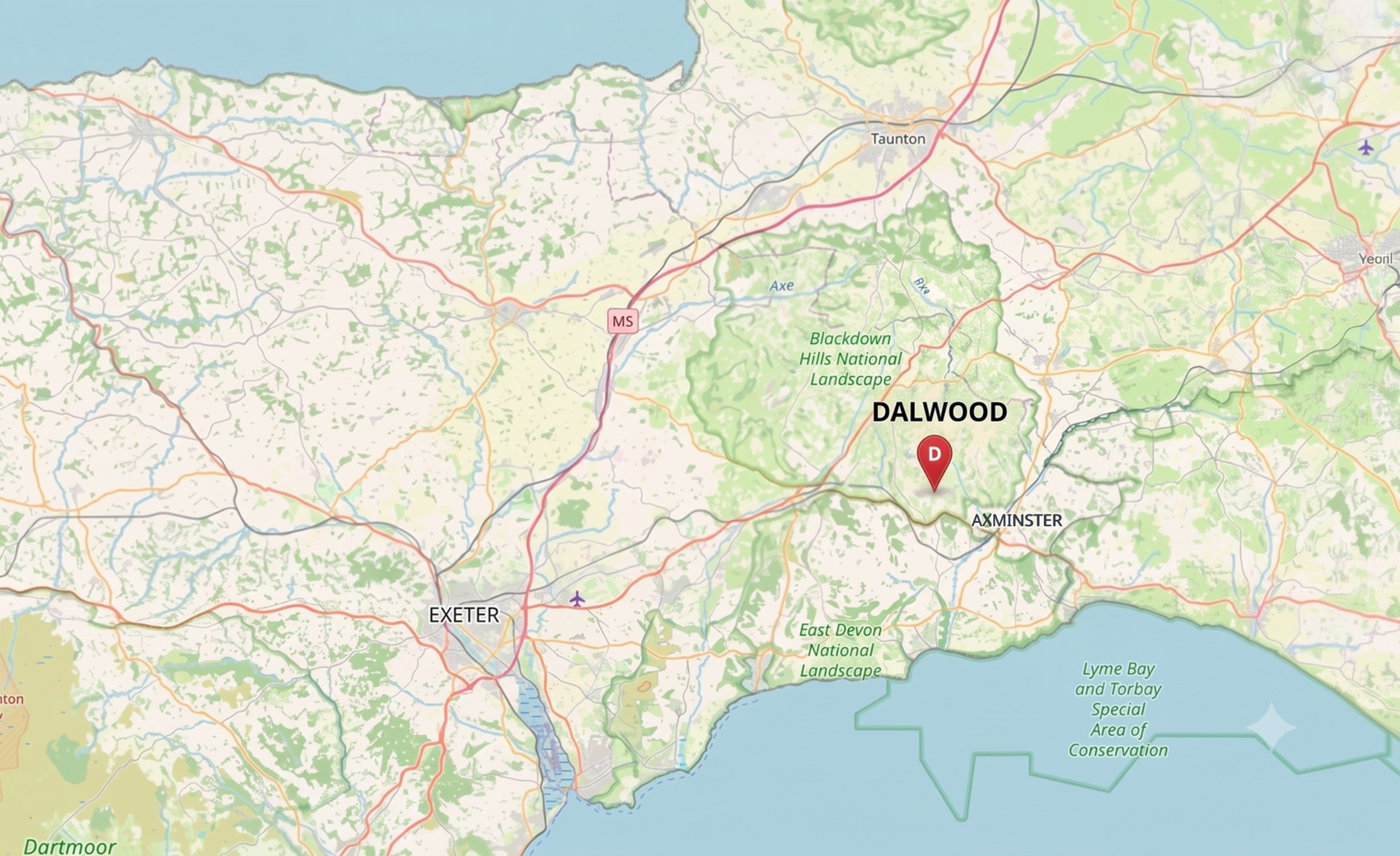 Dalwood Village: Map data © OpenStreetMap contributors