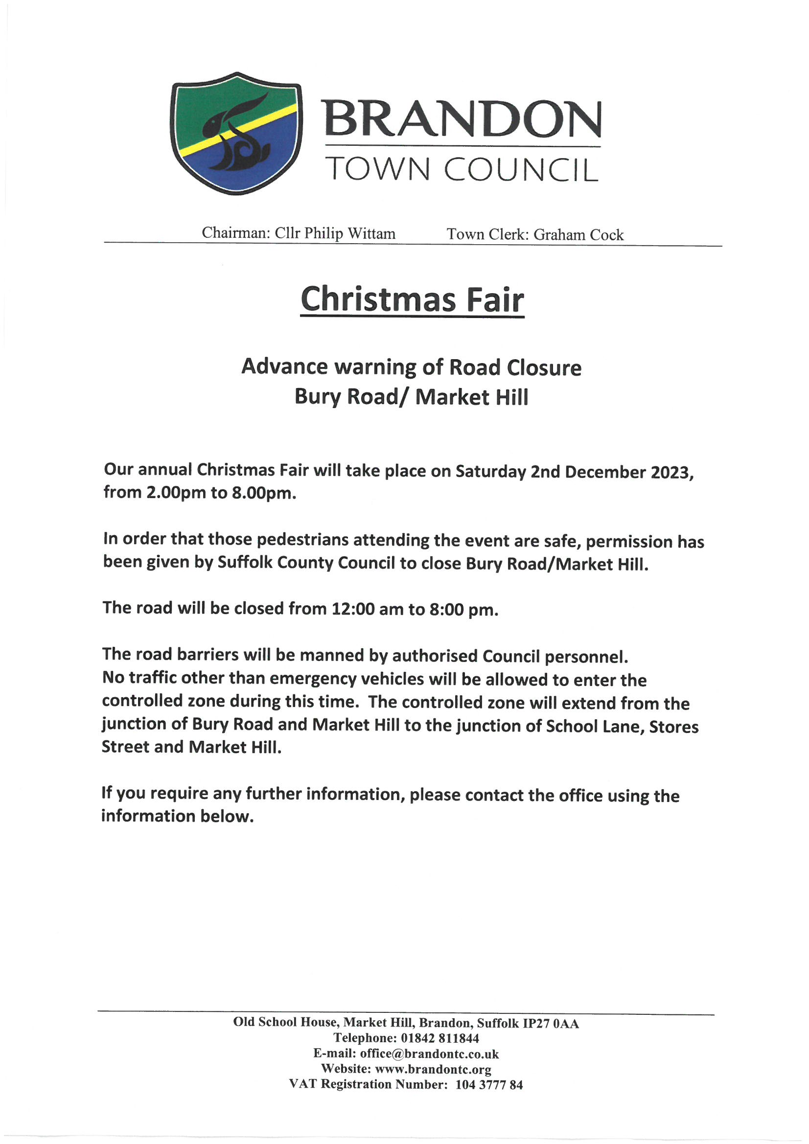 Brandon Town Council Christmas on Market Hill