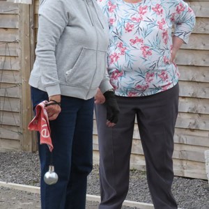 Alison and Gabrielle survey the piste.