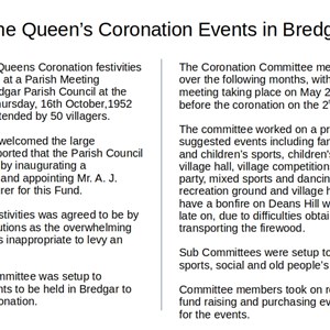 Bredgar Parish Council Bredgar Coronation Celebrations 1952/3