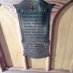 Rostrum and plaque, Wesleyan Church