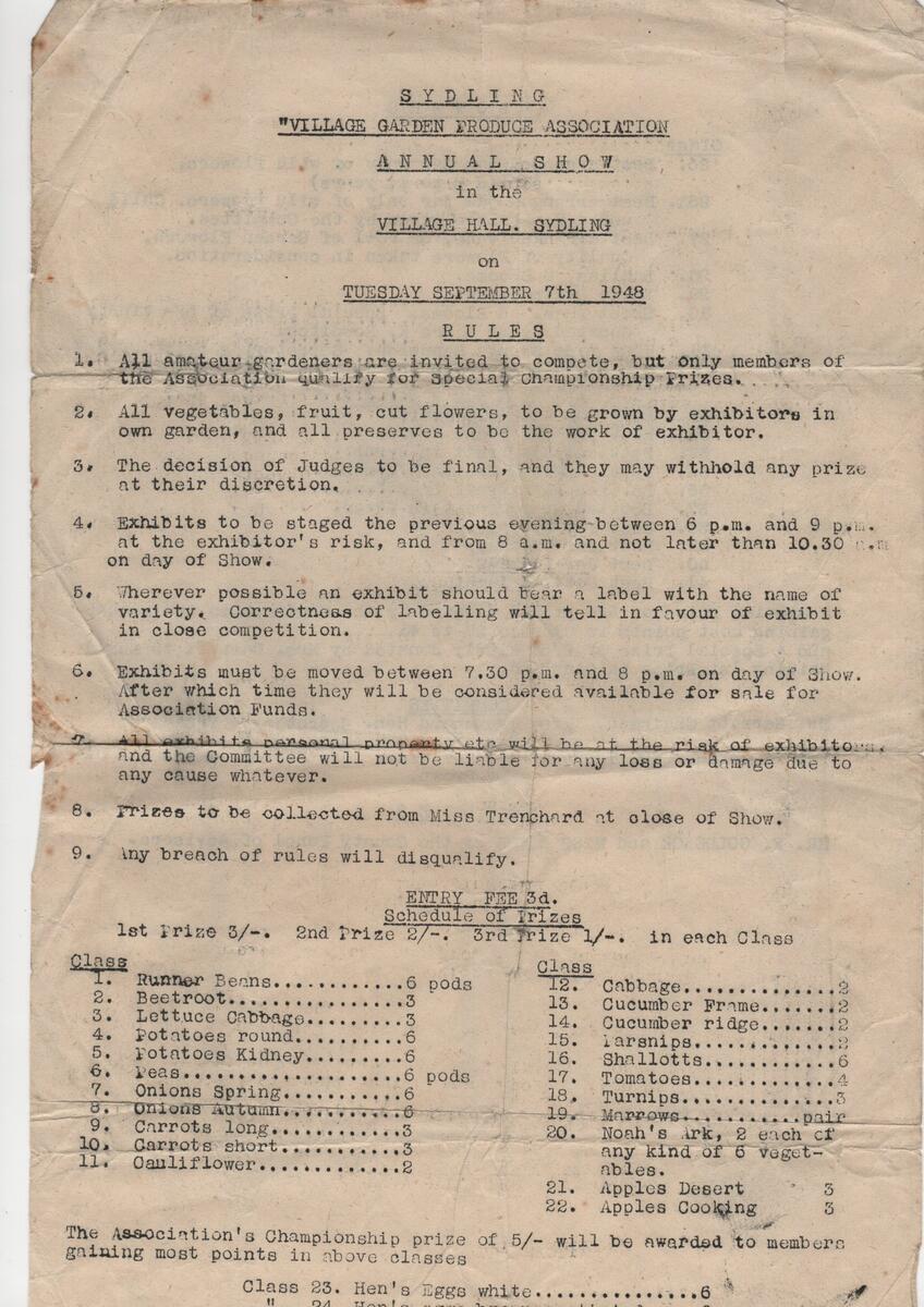 Sydling St Nicholas History Society Scrap Book Page