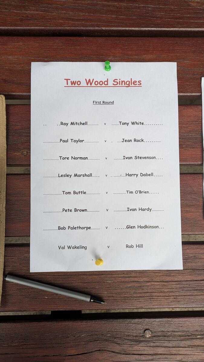 Brinsley Wanderers Bowls Club 2 Wood Singles