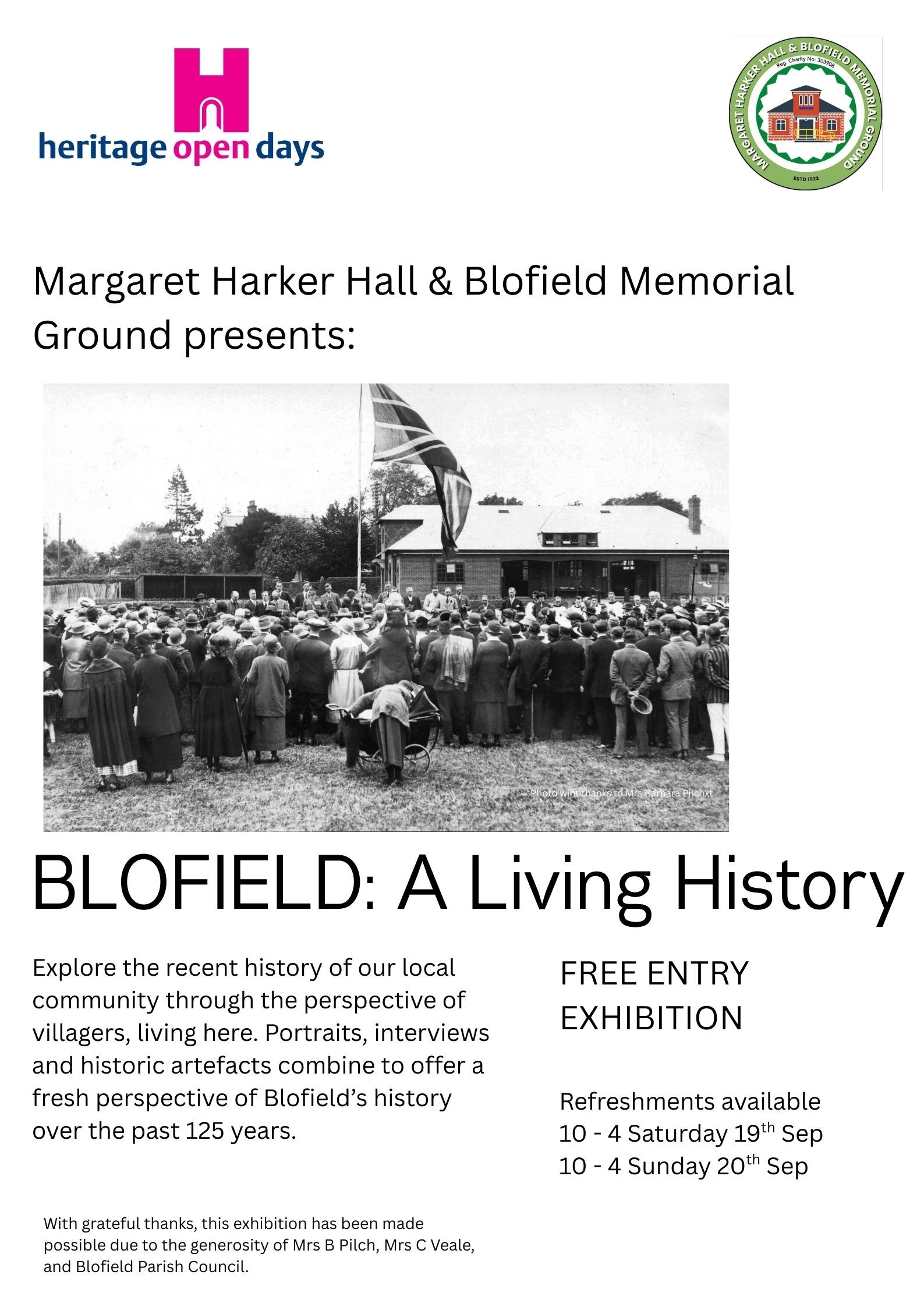 Margaret Harker Hall & Blofield Memorial Ground Heritage Open Weekend