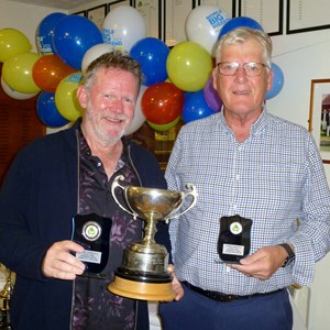 Martin Taylor with the Fixed Jack Winners Trophy and Finalist  John Hastings at the Clubs Presentation Evening