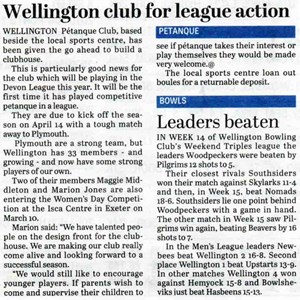 Wellington Petanque Club Press cuttings archive