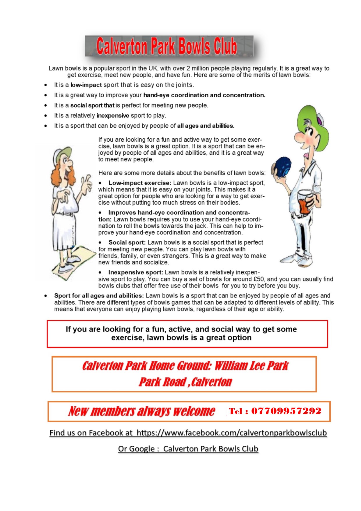Calverton Park Bowls Club Home