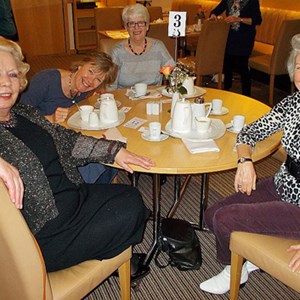 The 2017 Lunch for volunteers at South Downs College. l to r around the table: Elizabeth, Pat, Marilyn and Sue