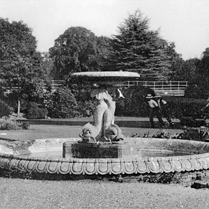 Fountain to east of house.