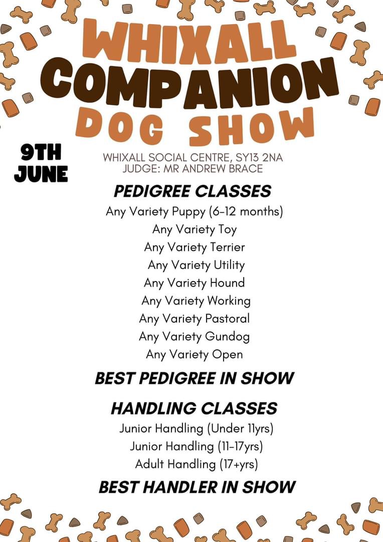 Whixall Social Centre Whixall Companion Dog Show Classes 2024