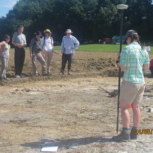 Freya is logging the position of circular burnt areas which would appear to be ovens. In this trench also the foundations of a small building have been discovered.