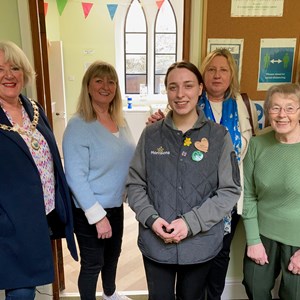 The Mayor, representatives from Boroughbridge Lions, Boroughbridge Community Care and Morrisons Community Champion