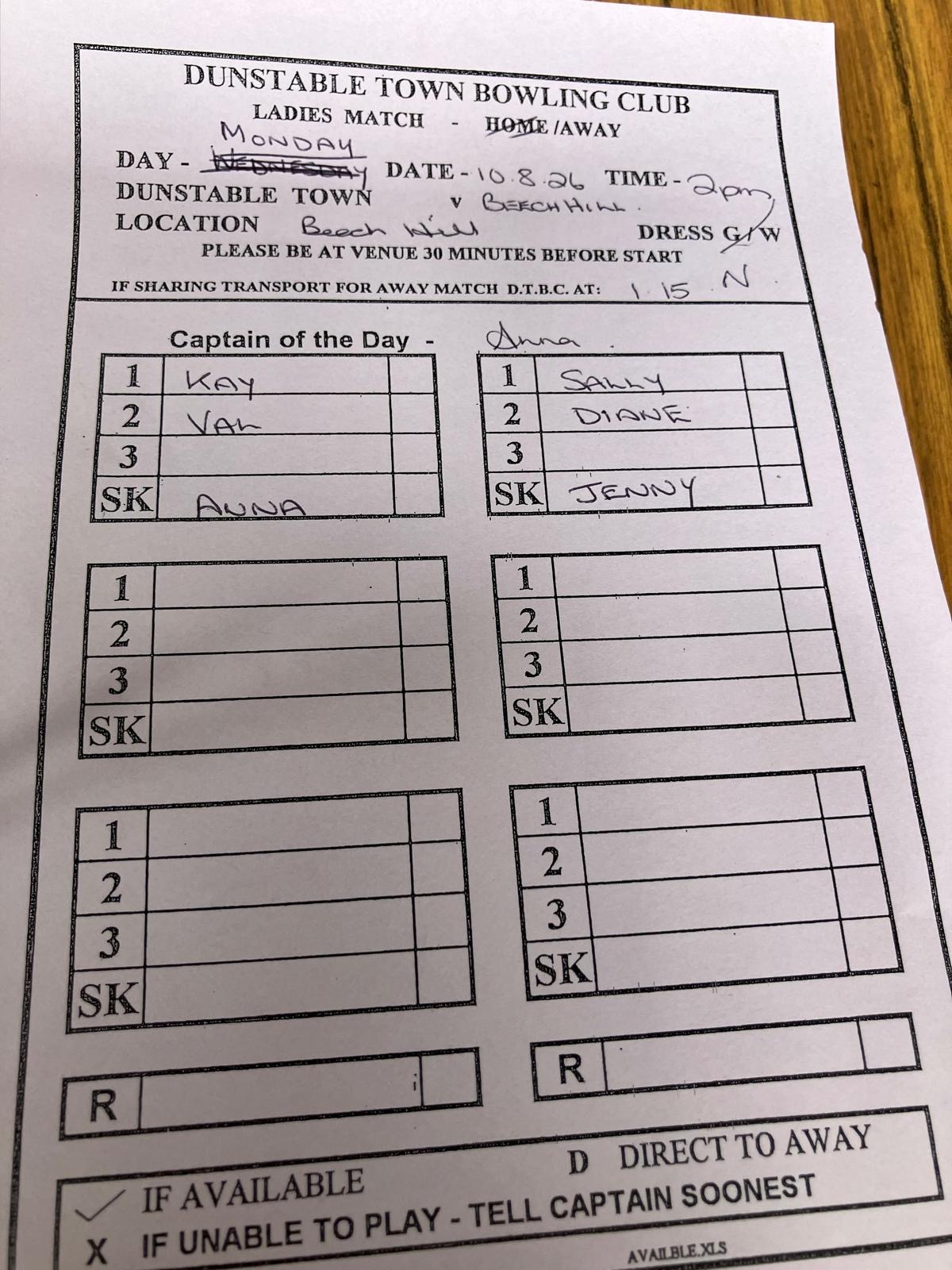 Away to Beech Hill 10th Aug 2.00pm