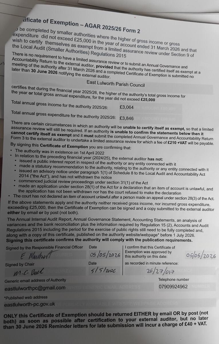 Certificate of Exemption - AGAR 2025_26
