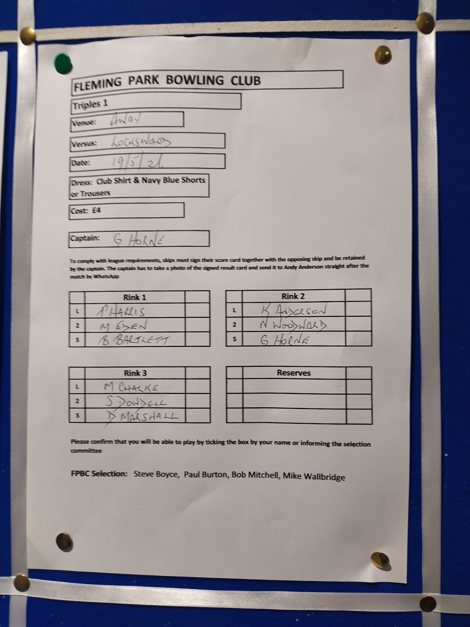 Triples 1 Tuesday 19th May 26