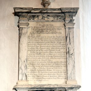 Memorial to Rev. Vincent, 1733