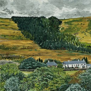 Cottages in the Valley oil on board