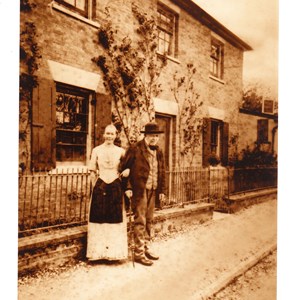 Thomas Tidy and housekeeper at a house by the forge London Rd Mickleham. August 1894